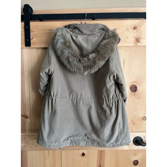 IZZI Collection Fox Fur Tan Hooded Women’s Winter Coat Size M - Picture 2 of 7